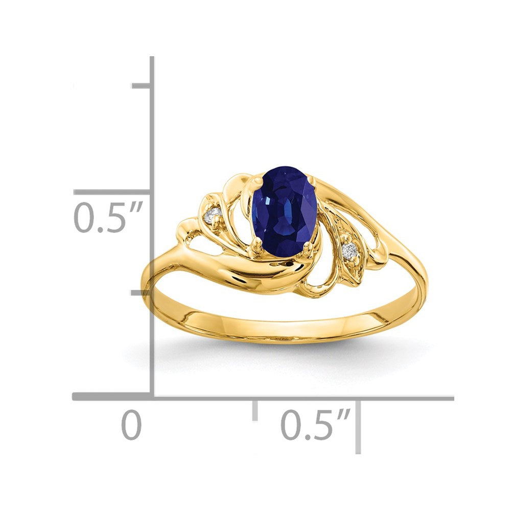 14K Yellow Gold 6x4mm Oval Sapphire A Real Diamond ring