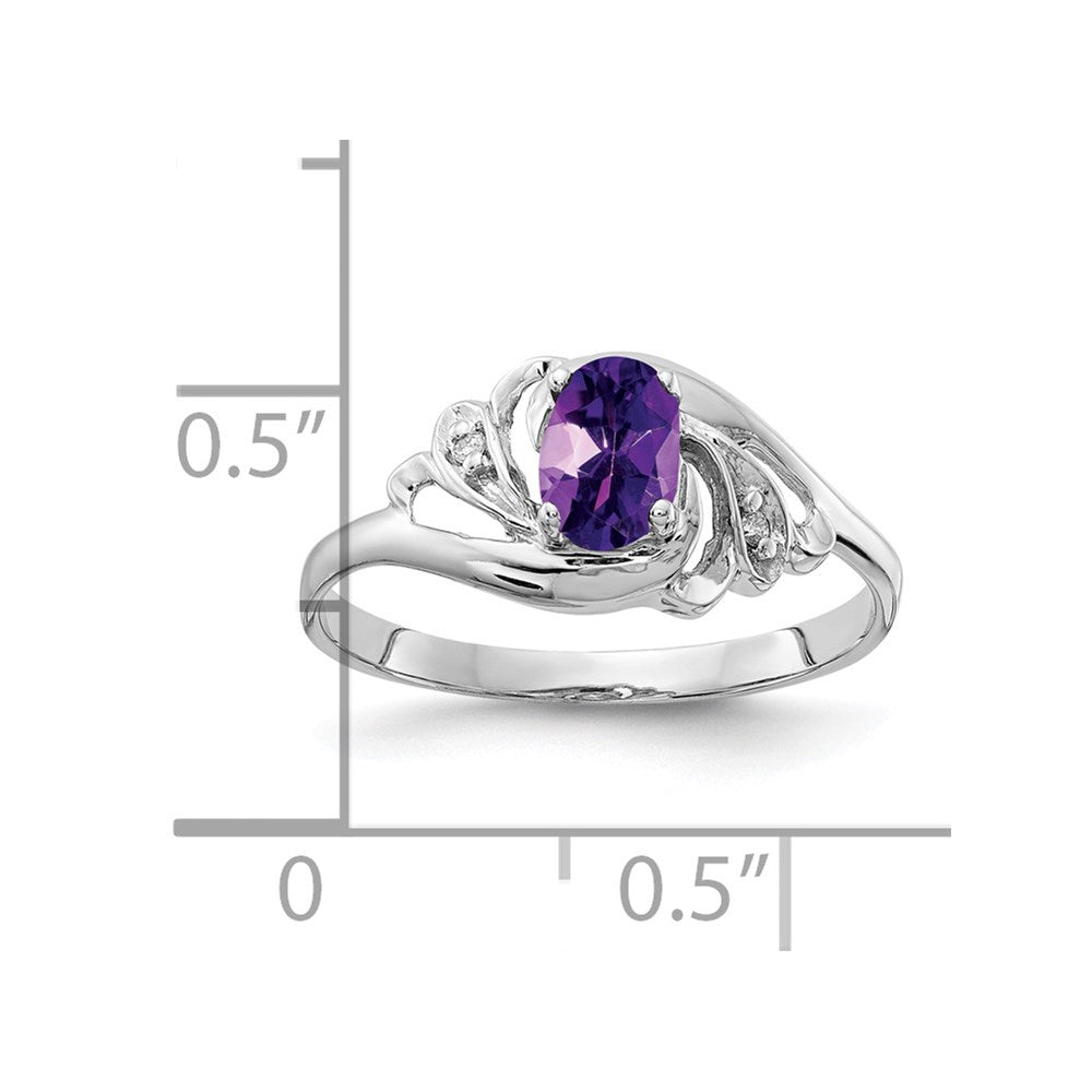 14k White Gold 6x4mm Oval Amethyst A Real Diamond ring