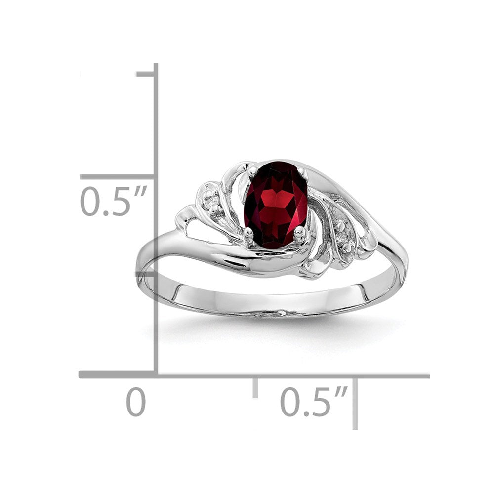 14k White Gold 6x4mm Oval Garnet A Real Diamond ring