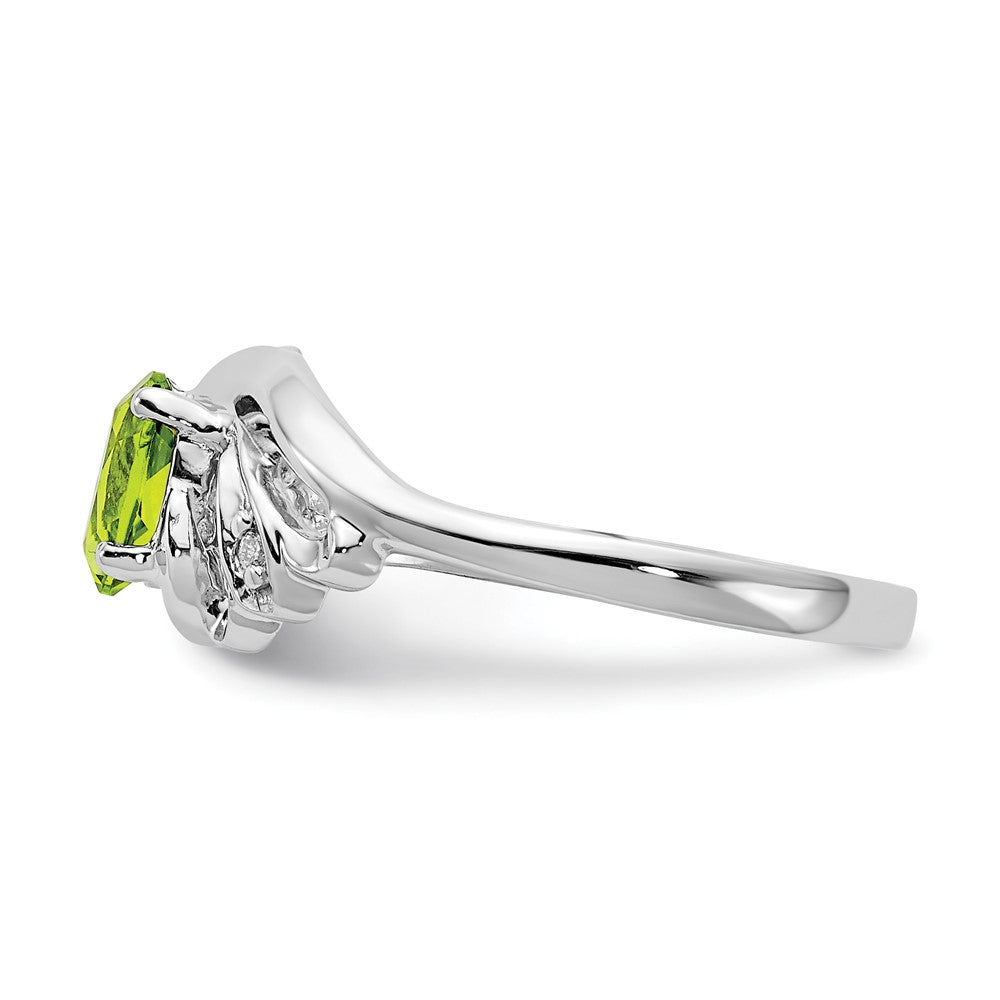 Solid 14k White Gold 6x4mm Oval Simulated Peridot AA CZ Ring