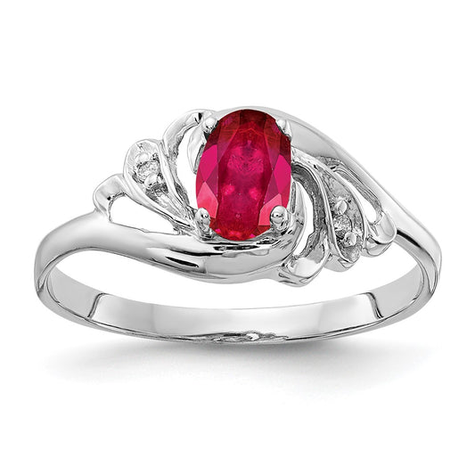 14k White Gold 6x4mm Oval Ruby A Real Diamond ring