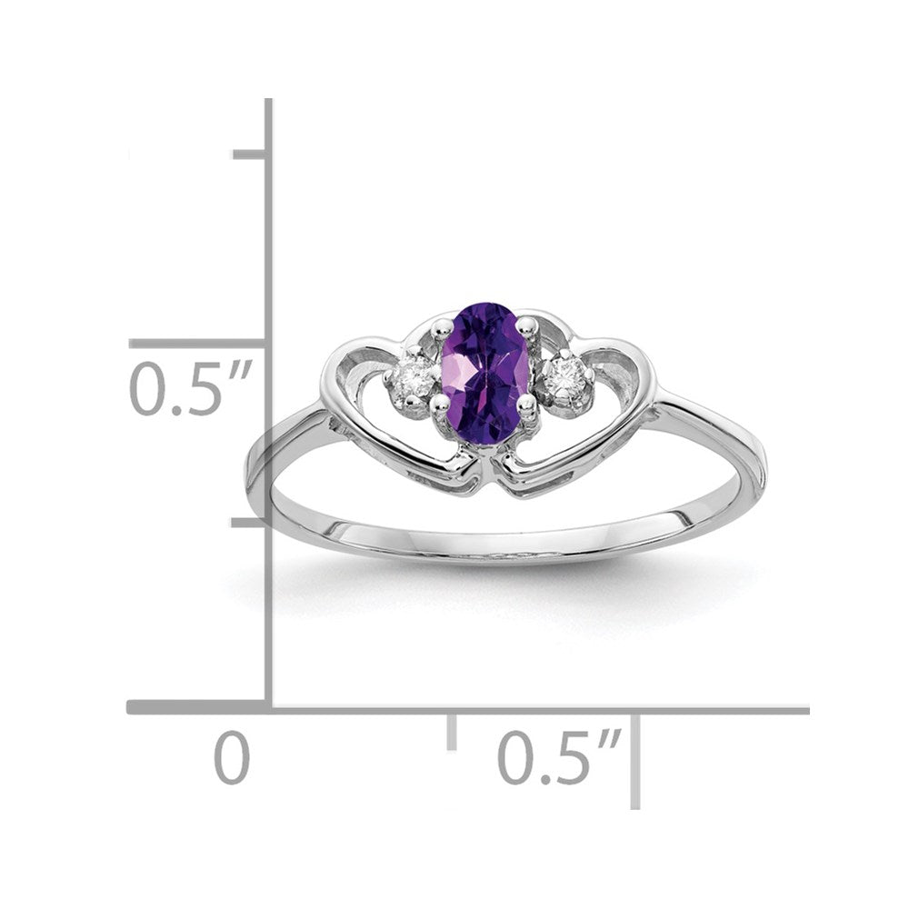 Solid 14k White Gold 5x3mm Oval Simulated Amethyst VS CZ Ring