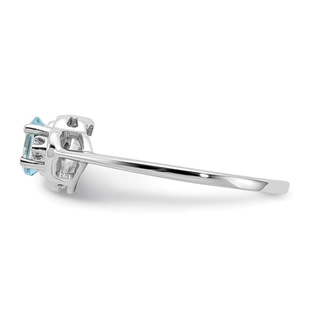 14k White Gold Blue Topaz & AA Real Diamond Ring