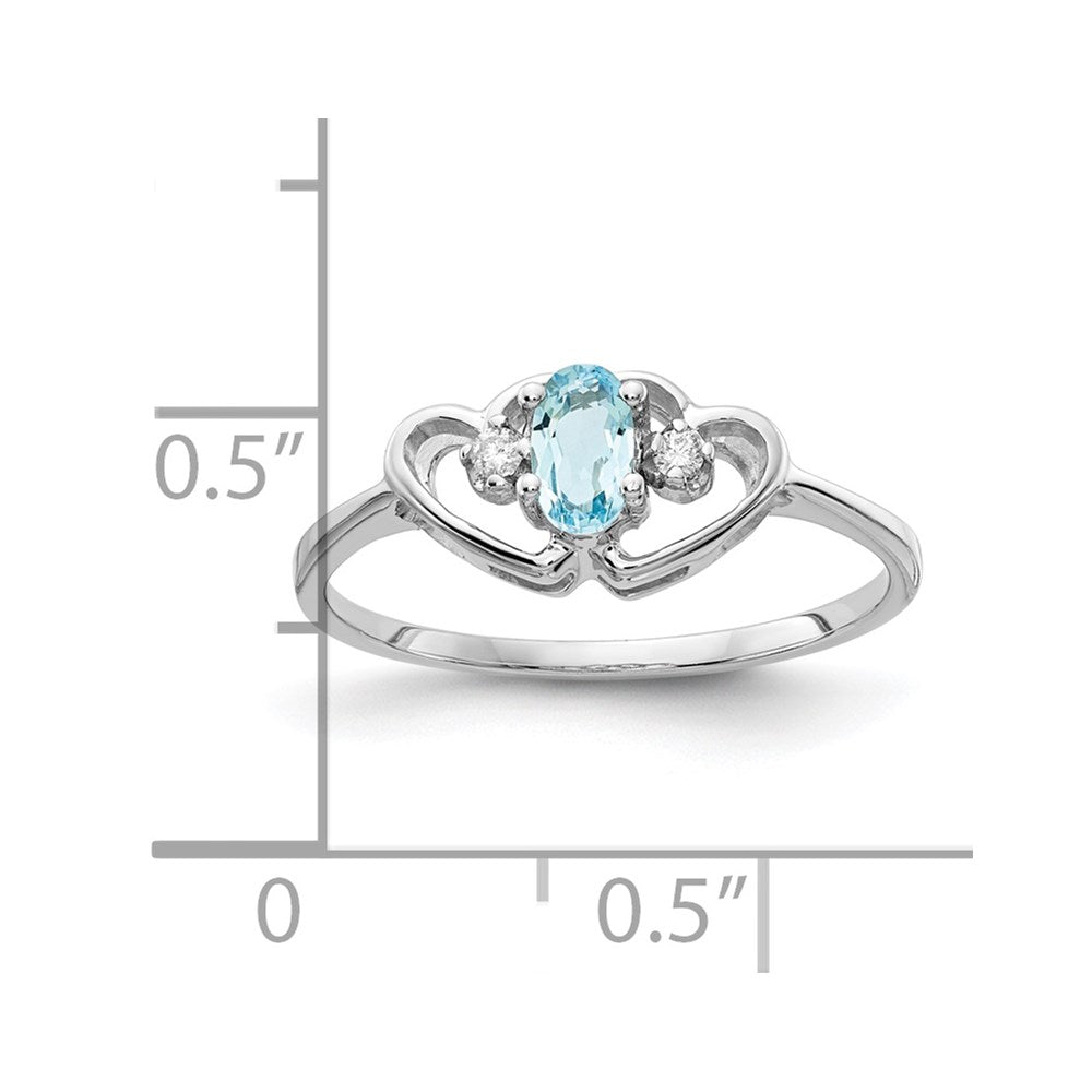 14k White Gold 5x3mm Oval Blue Topaz AAA Real Diamond ring