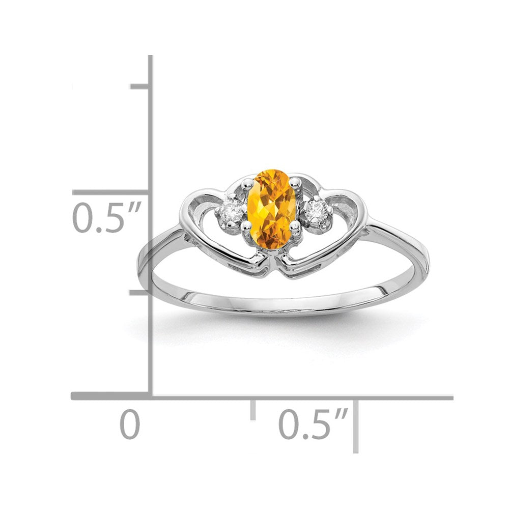 14k White Gold 5x3mm Oval Citrine VS Real Diamond ring