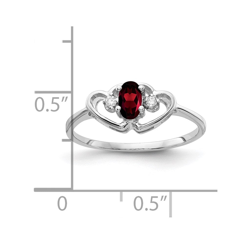 14k White Gold 5x3mm Oval Garnet VS Real Diamond ring