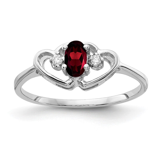 14k White Gold 5x3mm Oval Garnet AA Real Diamond ring