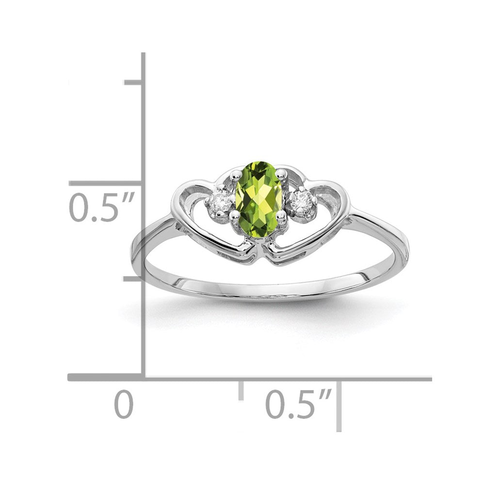 Solid 14k White Gold 5x3mm Oval Simulated Peridot VS CZ Ring