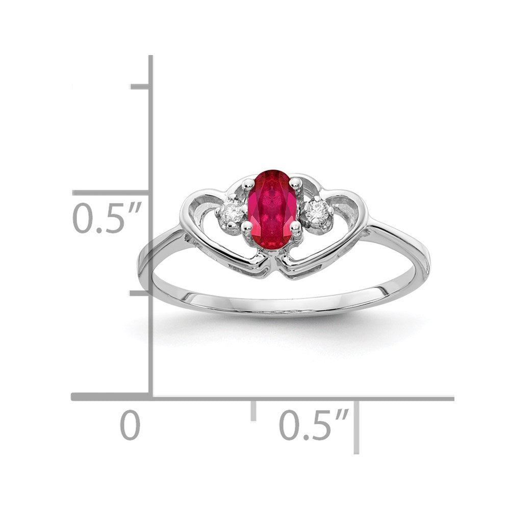 14k White Gold 5x3mm Oval Ruby AA Real Diamond ring