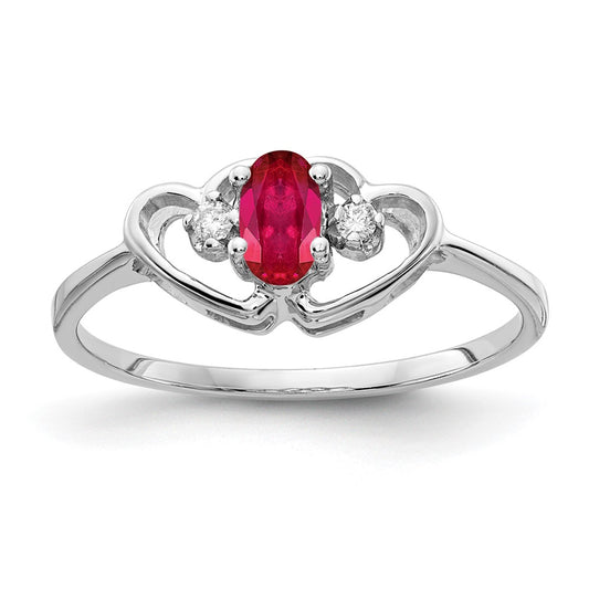 14k White Gold 5x3mm Oval Ruby AA Real Diamond ring