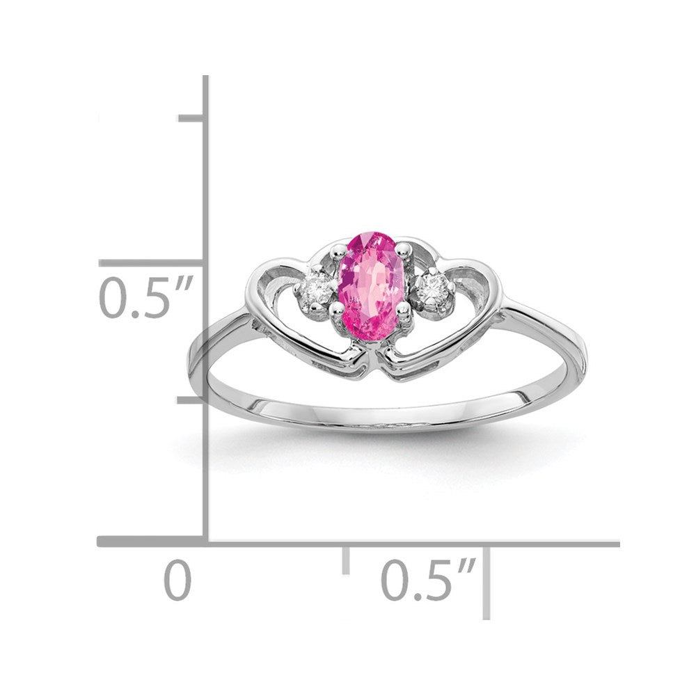 14k White Gold 5x3mm Oval Pink Sapphire A Real Diamond ring