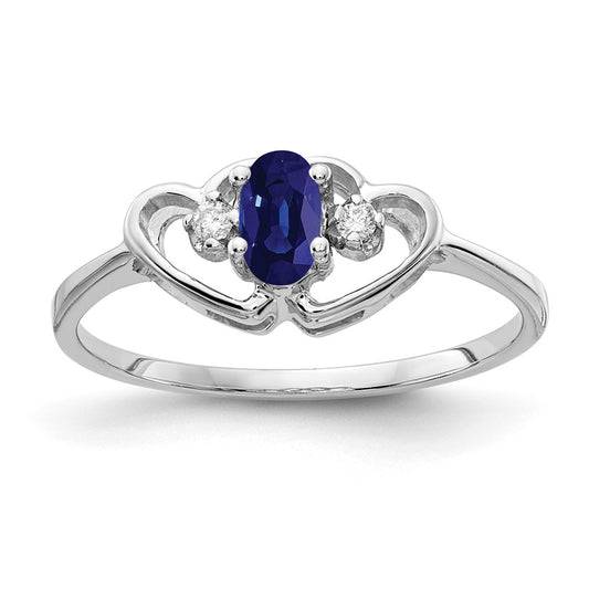 14k White Gold 5x3mm Oval Sapphire VS Real Diamond ring