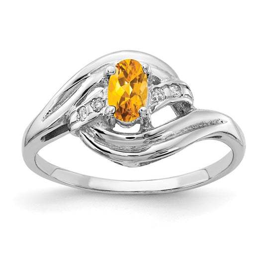 14k White Gold 5x3mm Oval Citrine A Real Diamond ring