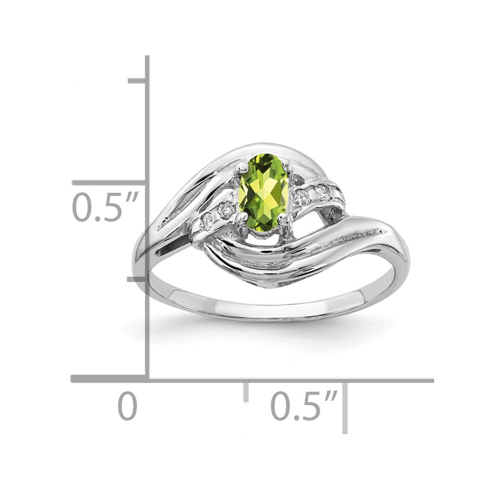 Solid 14k White Gold 5x3mm Oval Simulated Peridot VS CZ Ring