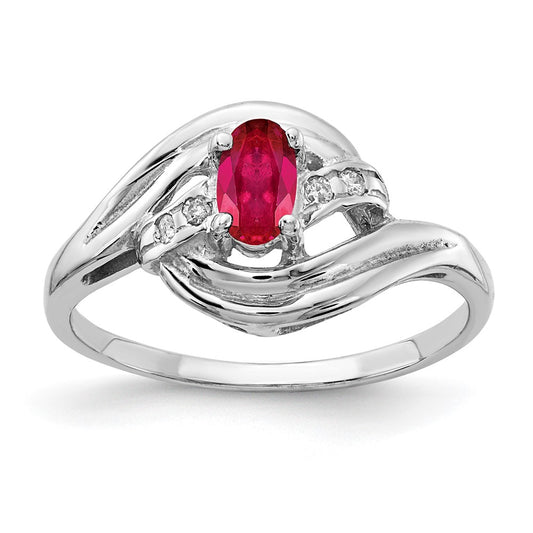 14k White Gold 5x3mm Oval Ruby A Real Diamond ring