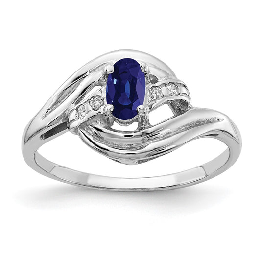 14k White Gold 5x3mm Oval Sapphire A Real Diamond ring