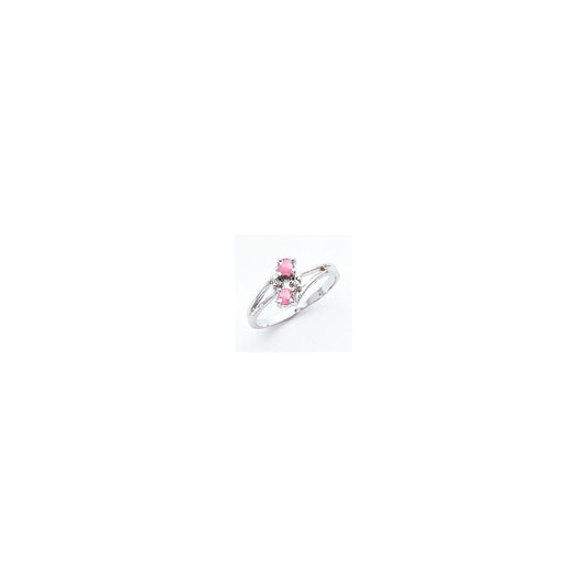 14k White Gold 3mm Pink Sapphire AA Real Diamond ring