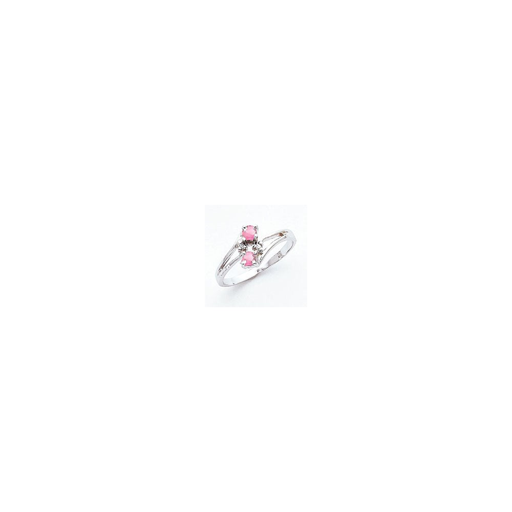 14k White Gold 3mm Pink Sapphire AAA Real Diamond ring