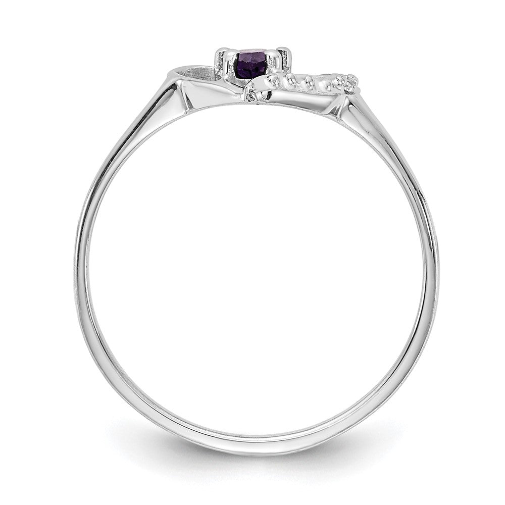 Solid 14k White Gold Simulated Amethyst AA CZ Ring