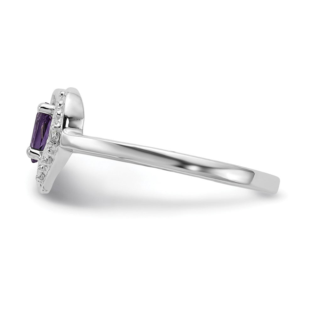 Solid 14k White Gold Simulated Amethyst AA CZ Ring