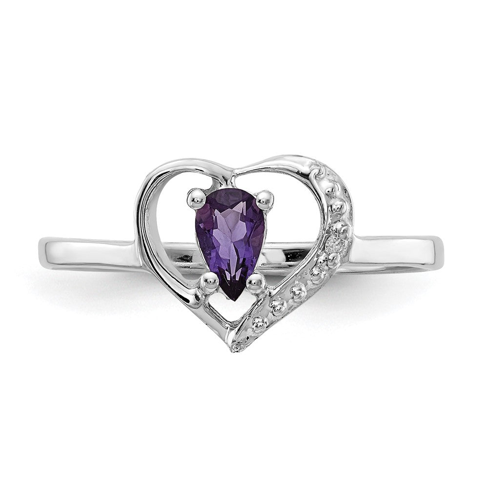 Solid 14k White Gold Simulated Amethyst AA CZ Ring