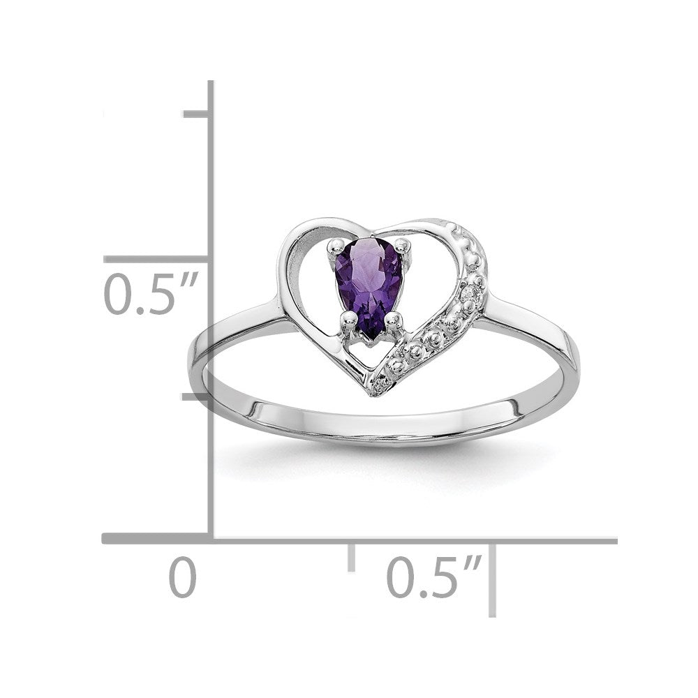 Solid 14k White Gold Simulated Amethyst AA CZ Ring