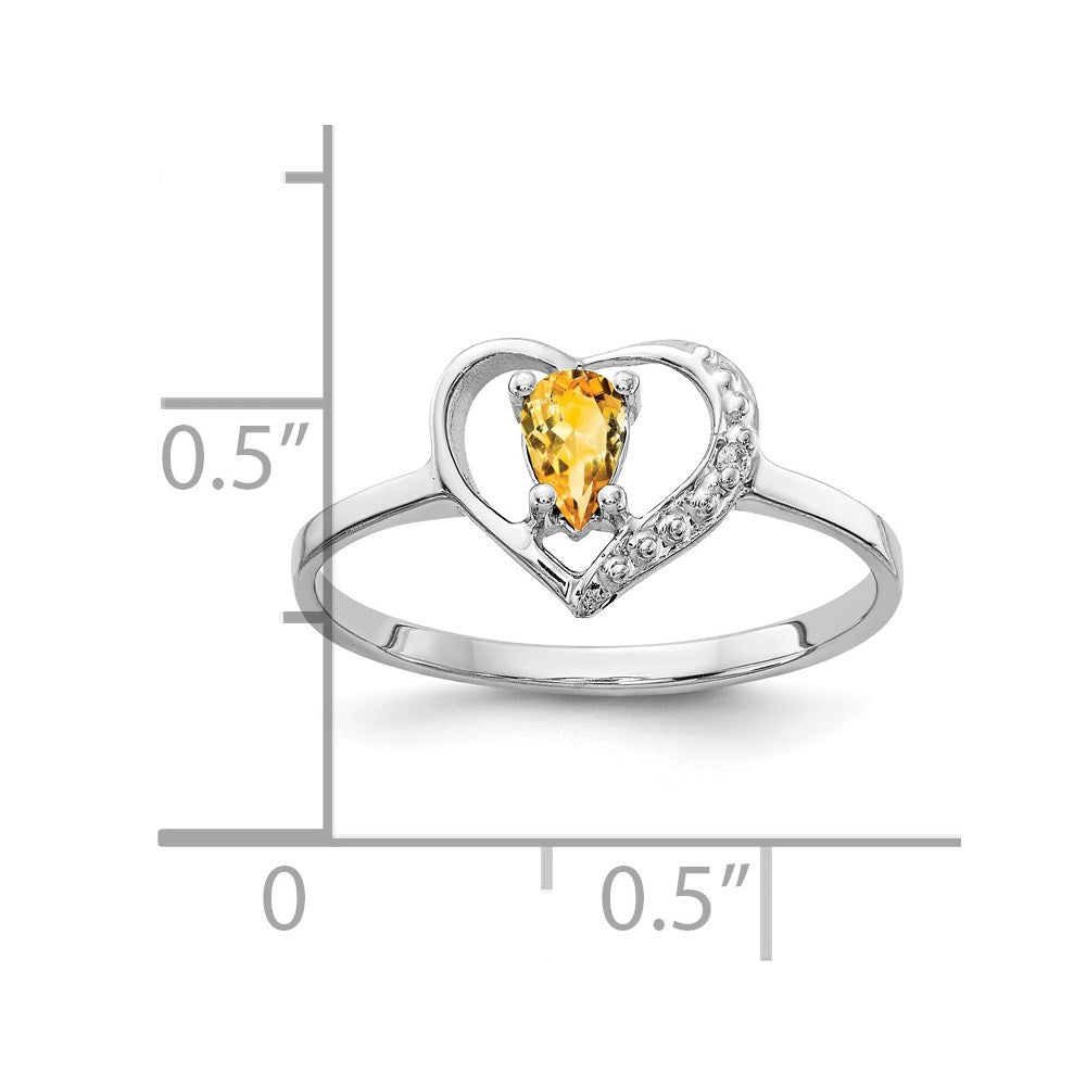 14k White Gold 5x3mm Pear Citrine VS Real Diamond ring