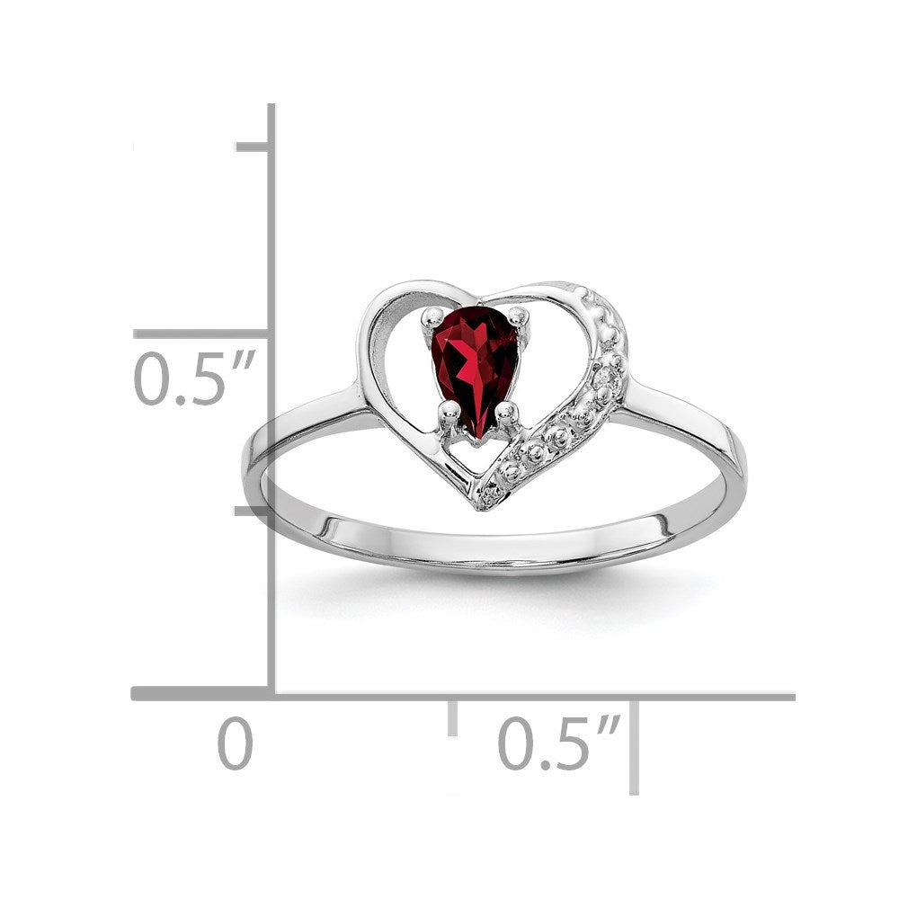 14k White Gold 5x3mm Pear Garnet VS Real Diamond ring