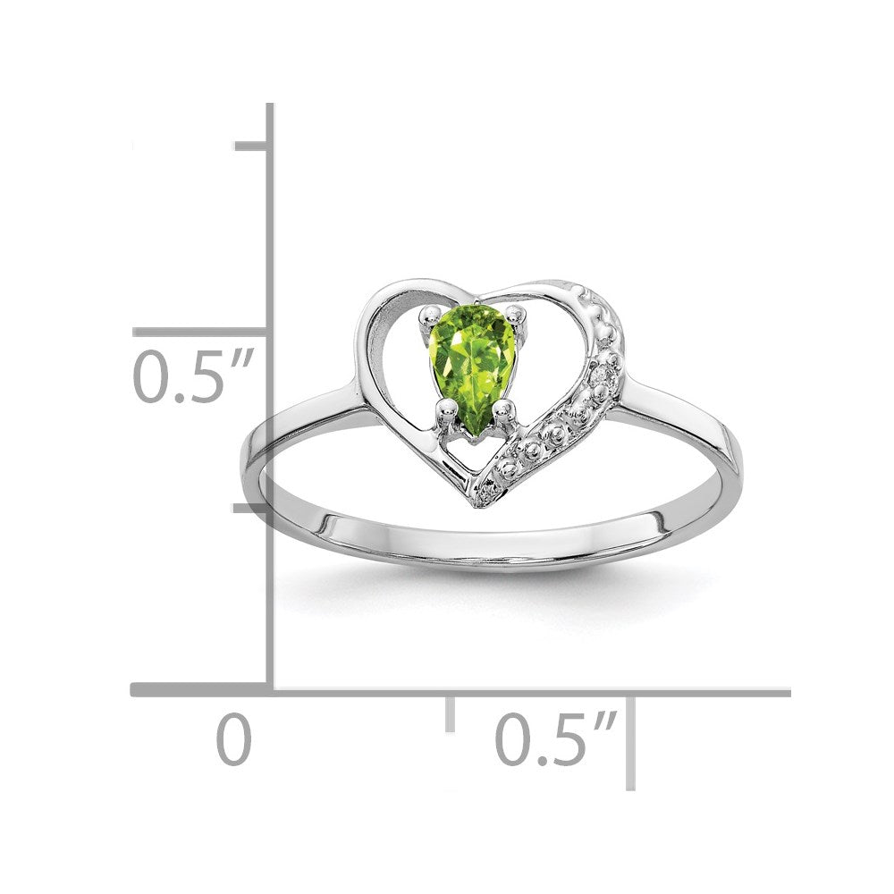 14k White Gold 5x3mm Pear Peridot VS Real Diamond ring