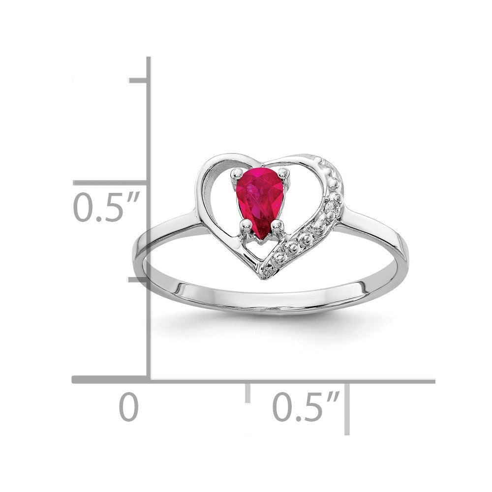 14k White Gold 5x3mm Pear Ruby VS Real Diamond ring