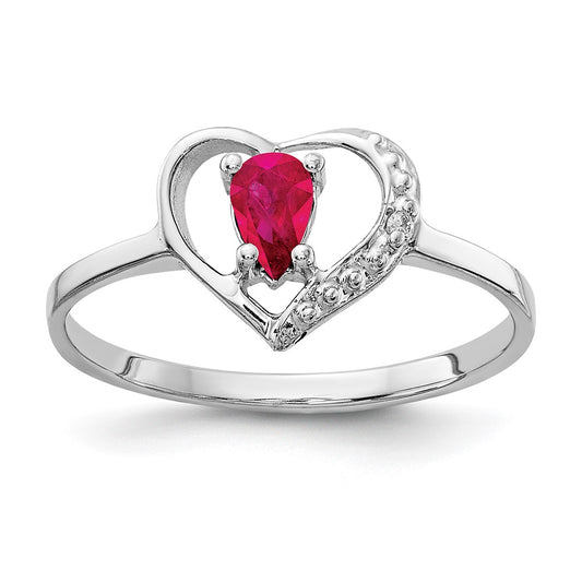 14k White Gold 5x3mm Pear Ruby A Real Diamond ring