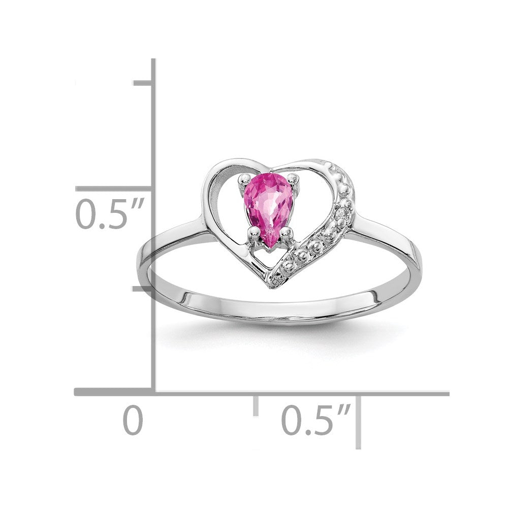 14k White Gold 5x3mm Pear Pink Sapphire VS Real Diamond ring