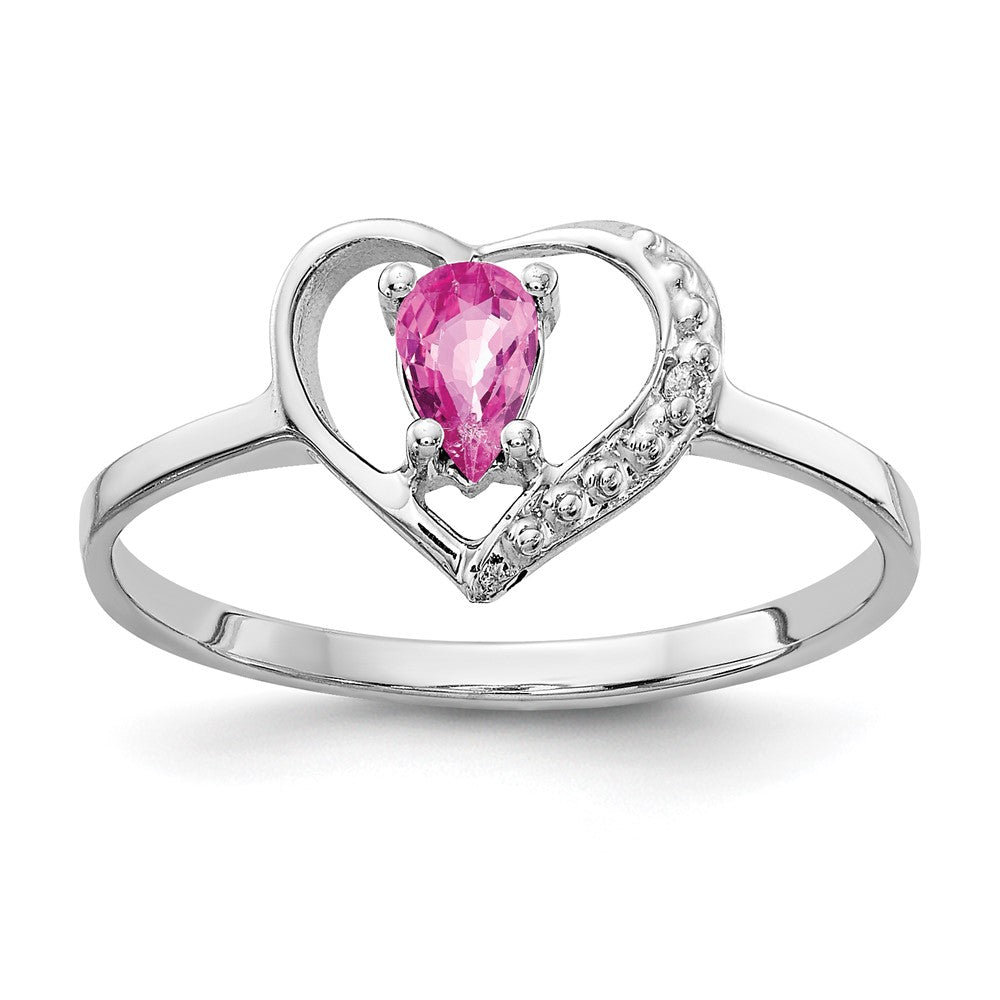 14k White Gold 5x3mm Pear Pink Sapphire VS Real Diamond ring