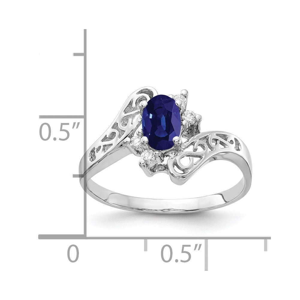 14k White Gold 6x4mm Oval Sapphire VS Real Diamond ring