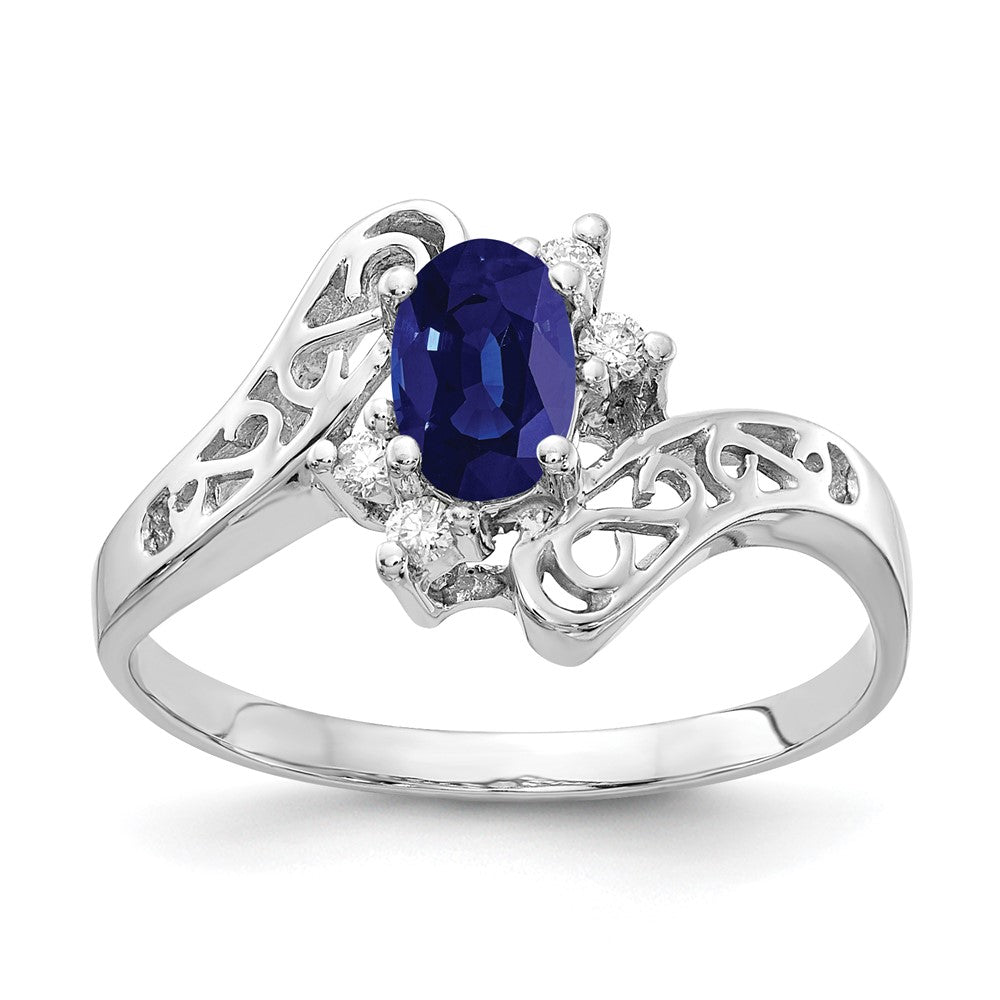 14k White Gold 6x4mm Oval Sapphire A Real Diamond ring