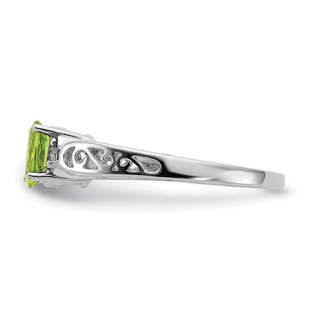 14k White Gold 6x4mm Oval Peridot Checker AA Real Diamond ring