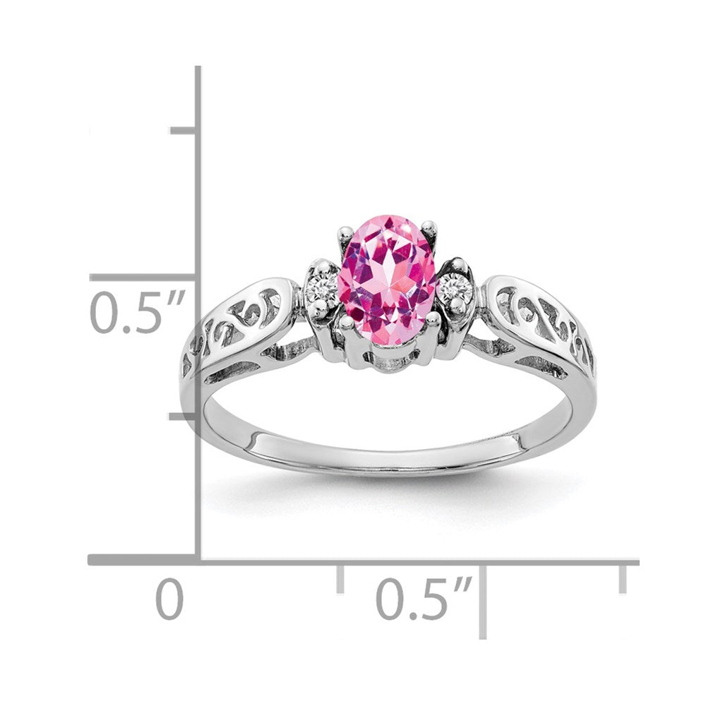 14k White Gold 6x4mm Oval Pink Sapphire VS Real Diamond ring