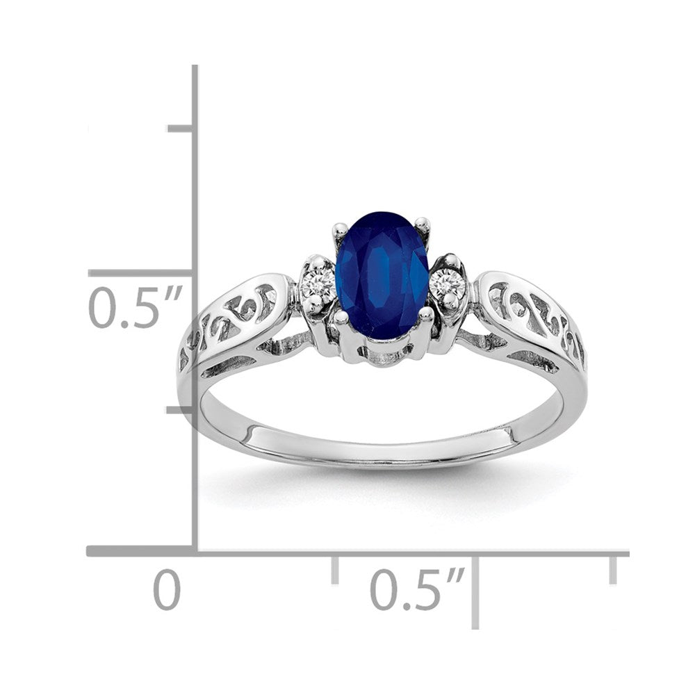 14k White Gold 6x4mm Oval Sapphire VS Real Diamond ring