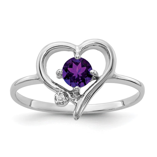 Solid 14k White Gold 4mm Simulated Amethyst A CZ Ring