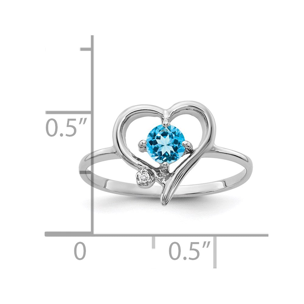 14k White Gold 4mm Blue Topaz AAA Real Diamond ring