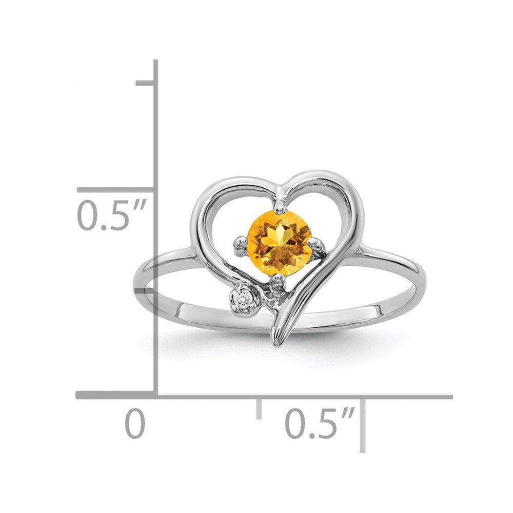 Solid 14k White Gold 4mm Simulated Citrine AA CZ Ring