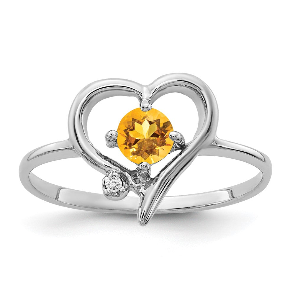 14k White Gold 4mm Citrine A Real Diamond ring