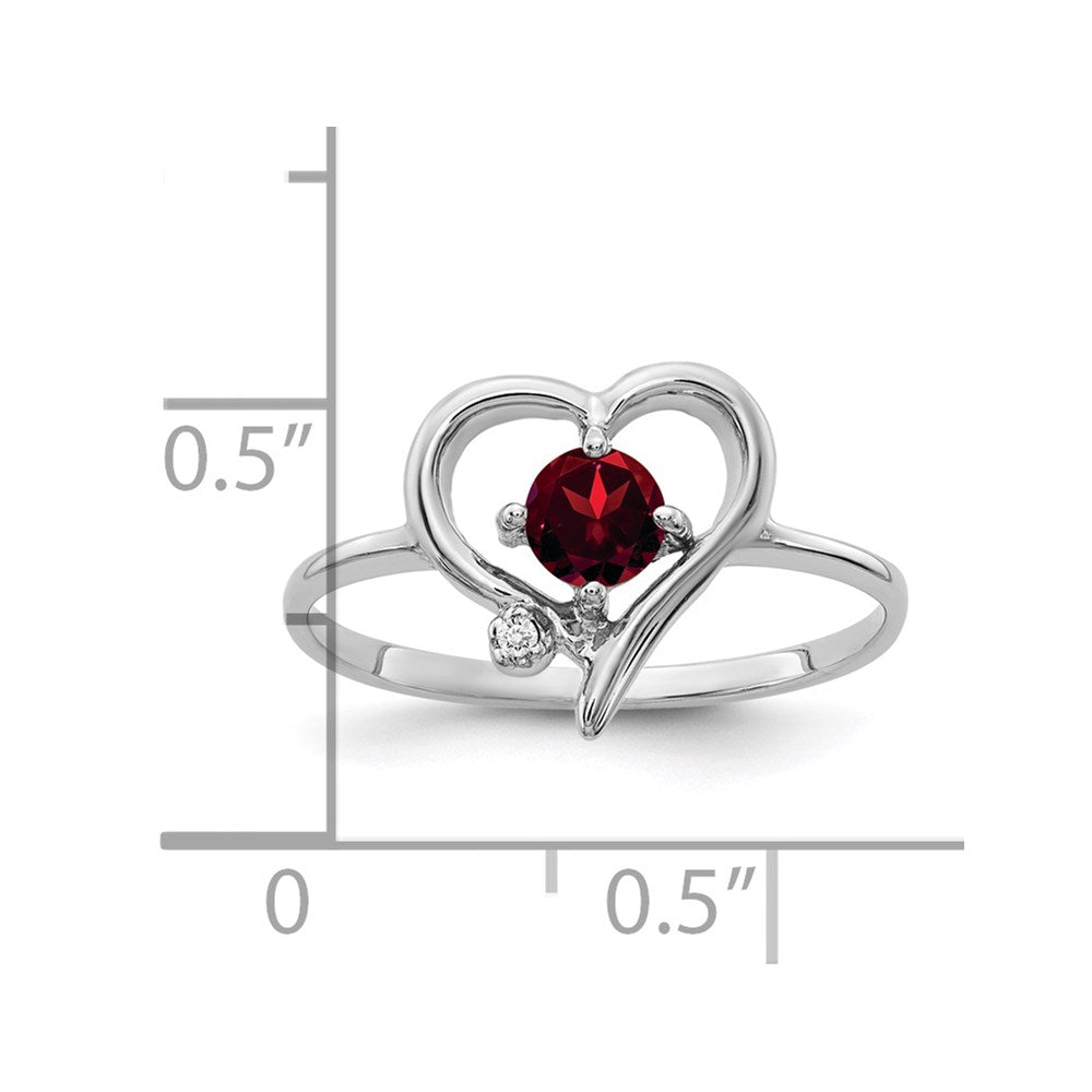 14k White Gold 4mm Garnet VS Real Diamond ring