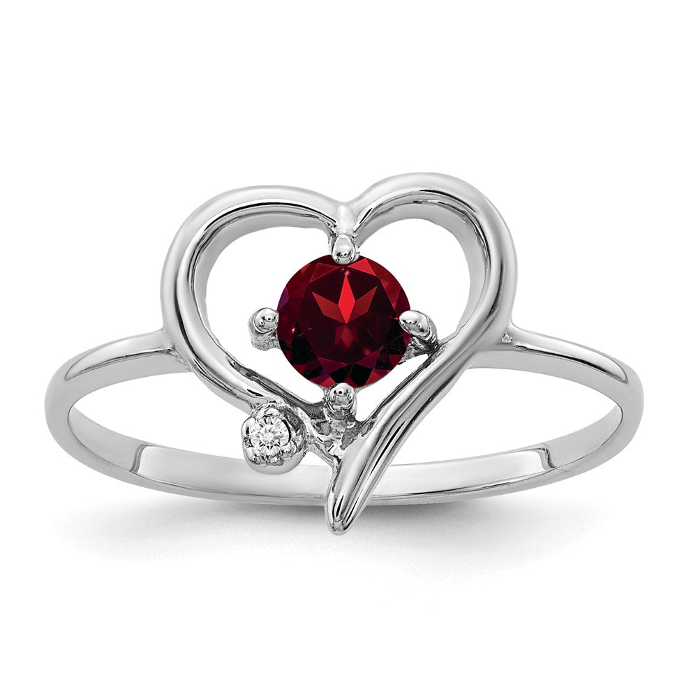 14k White Gold 4mm Garnet VS Real Diamond ring