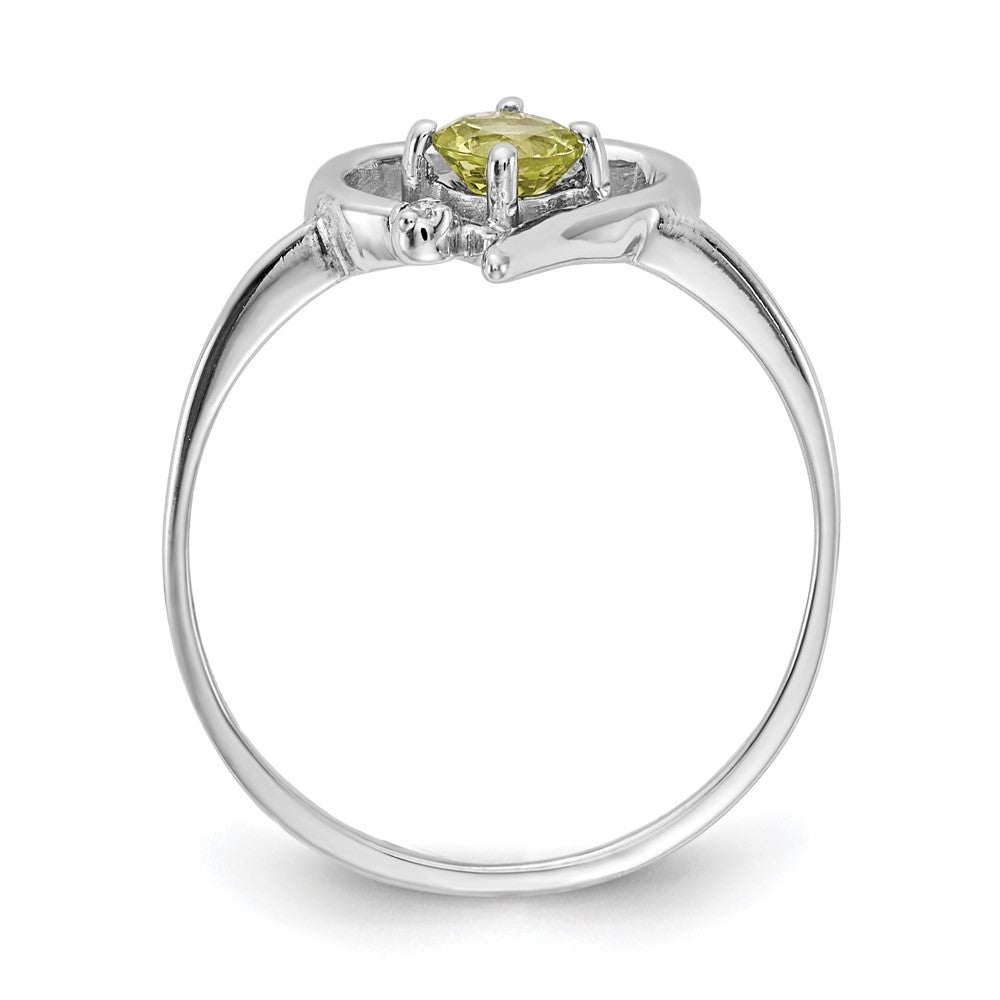 Solid 14k White Gold 4mm Simulated Peridot AAA CZ Ring