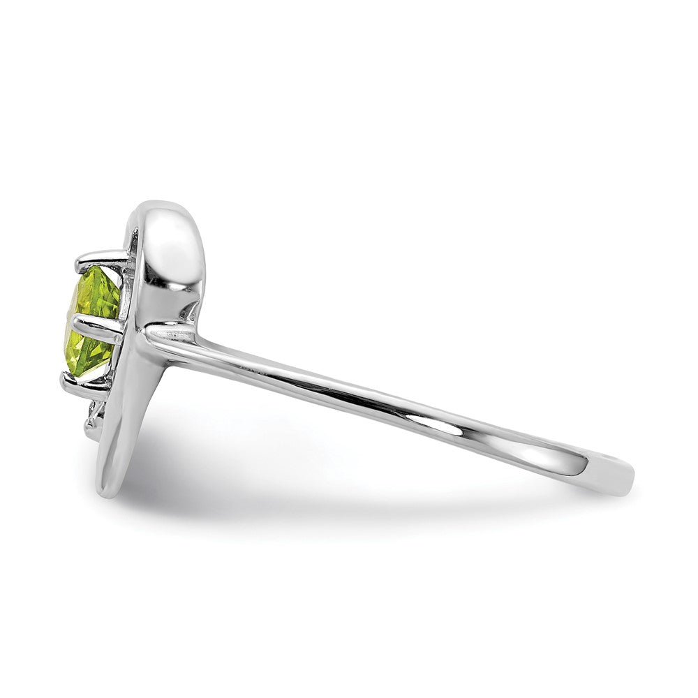 Solid 14k White Gold 4mm Simulated Peridot AAA CZ Ring