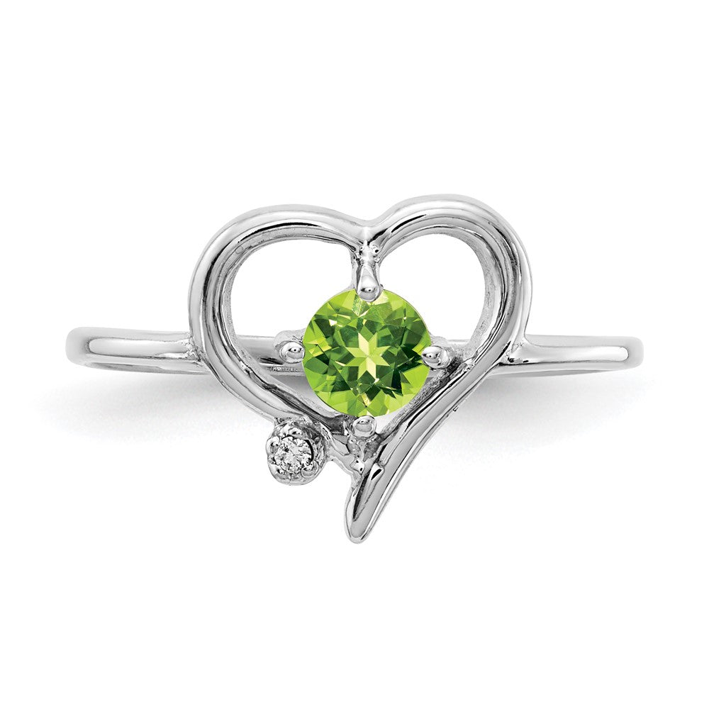 Solid 14k White Gold 4mm Simulated Peridot AAA CZ Ring