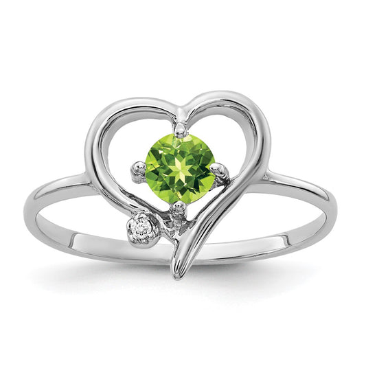 Solid 14k White Gold 4mm Simulated Peridot A CZ Ring