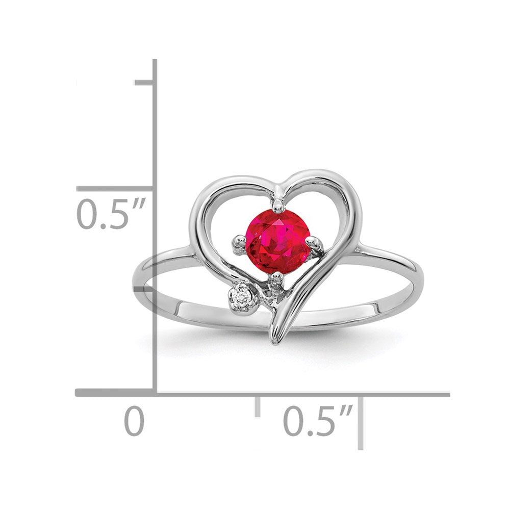 14k White Gold 4mm Ruby A Real Diamond ring