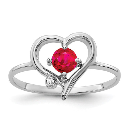 14k White Gold 4mm Ruby AA Real Diamond ring